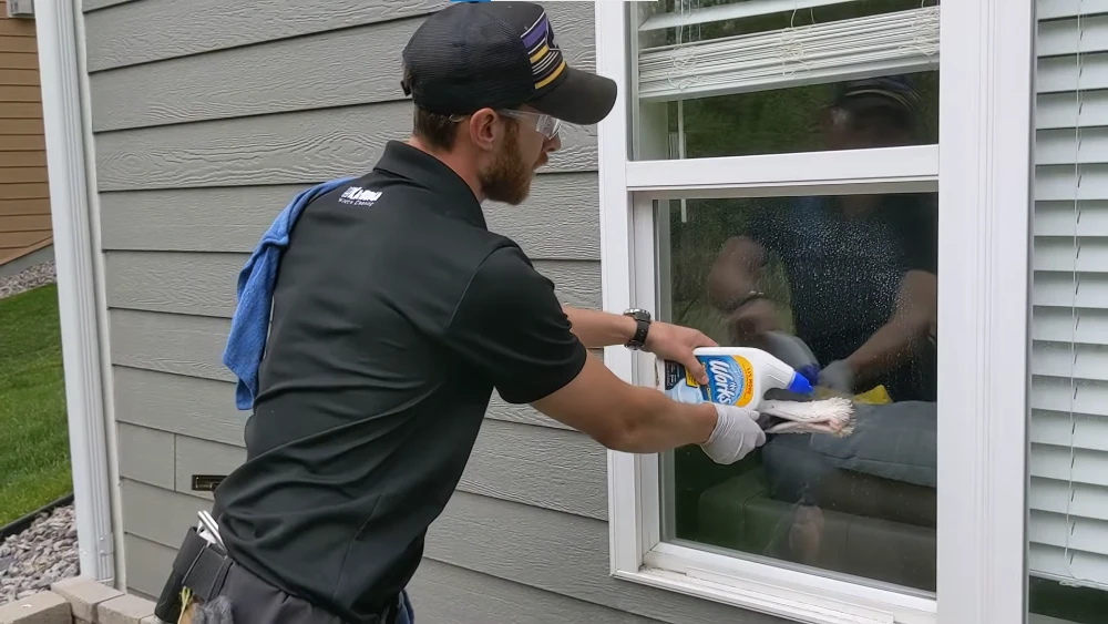 Hard water stain removal on windows in San Clemente